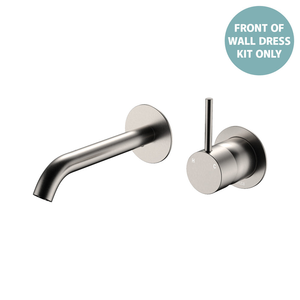 Kaya Up Basin/Bath Wall Mixer Dress Kit, Round Plates, 160mm Outlet - Trim Kit Only in Brushed Nickel