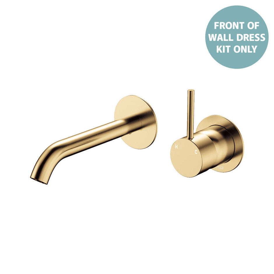 Kaya Up Basin/Bath Wall Mixer Dress Kit, Round Plates, 160mm Outlet - Trim Kit Only in Urban Brass