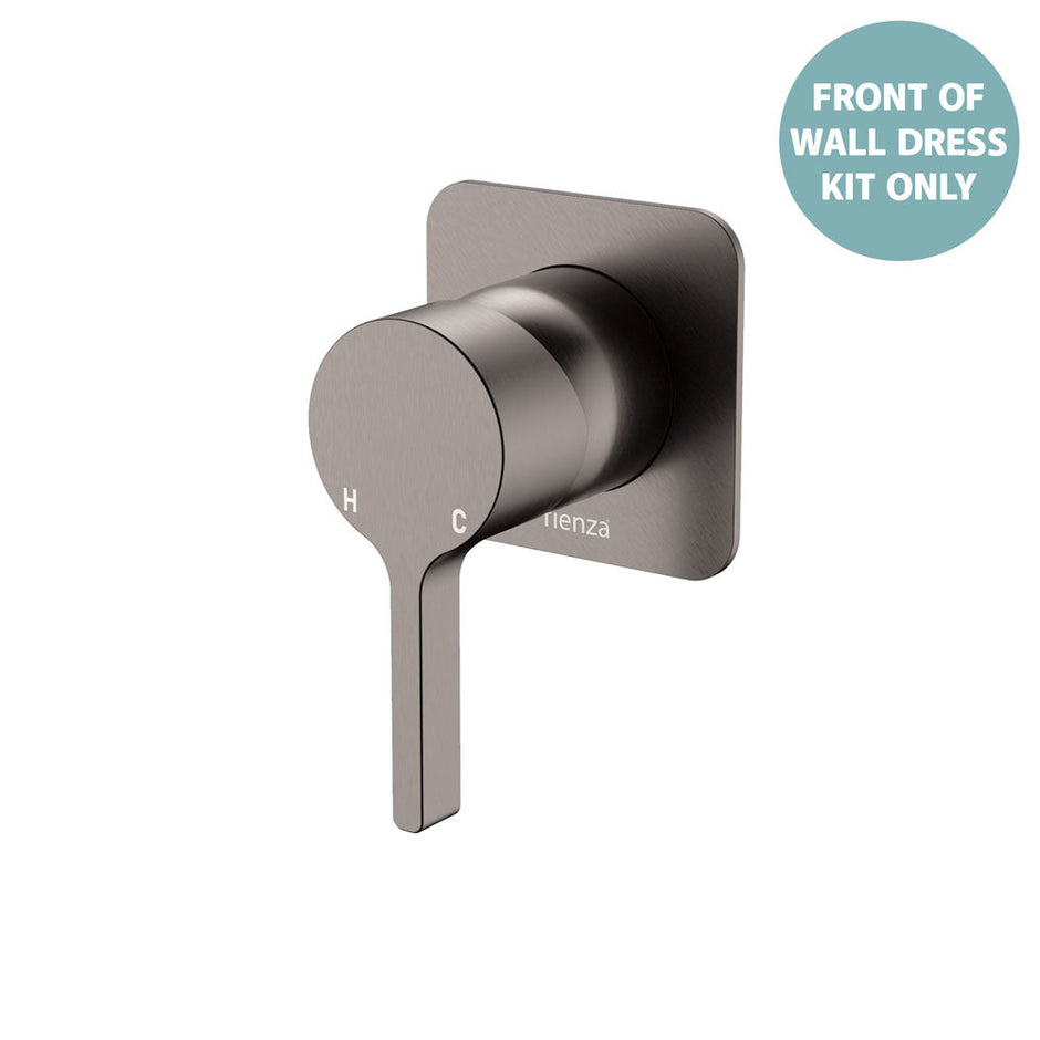 Sansa Wall Mixer Dress Kit, Square Plate - Trim Kit Only in Gun Metal