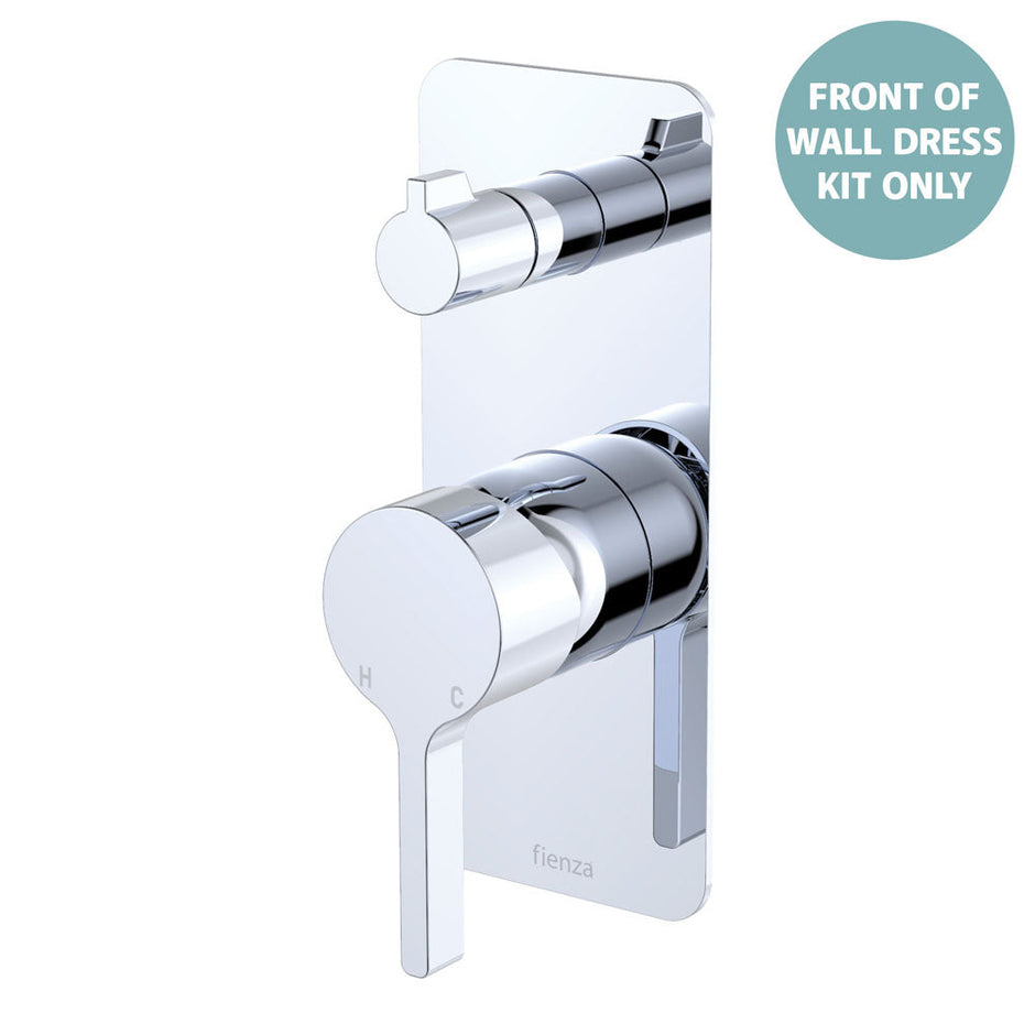 Sansa Wall Diverter Mixer Dress Kit, Rectangular Plate - Trim Kit Only in Chrome