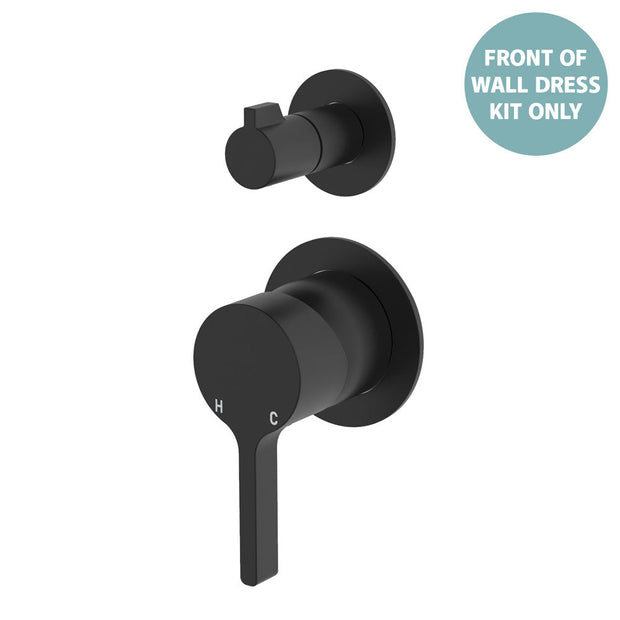 Sansa Wall Diverter Mixer Dress Kit, Small Round Plates - Trim Kit Only in Matte Black