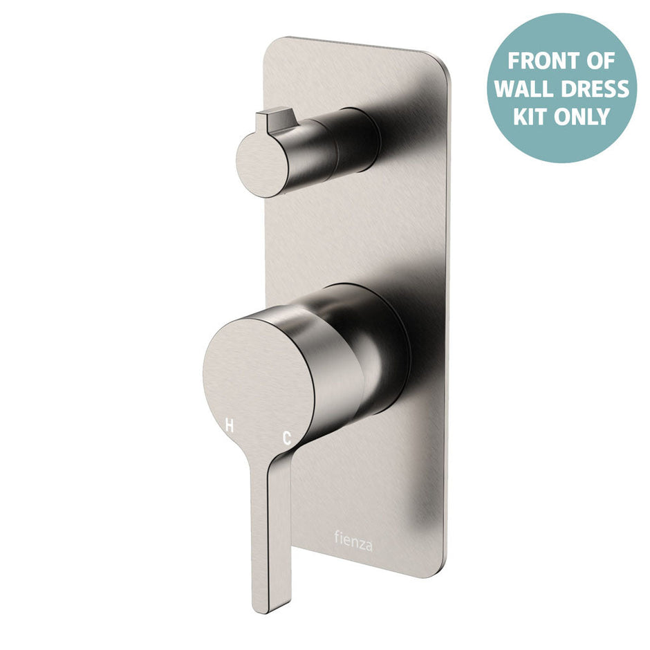 Sansa Wall Diverter Mixer Dress Kit, Rectangular Plate - Trim Kit Only in Brushed Nickel