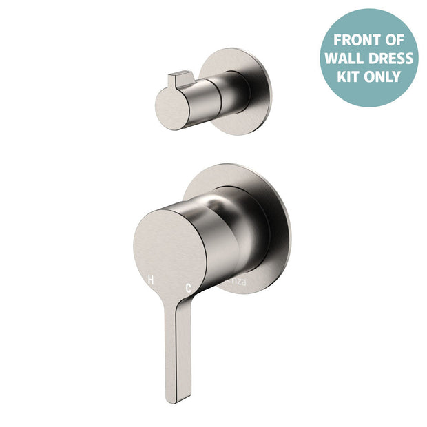 Sansa Wall Diverter Mixer Dress Kit, Small Round Plates - Trim Kit Only in Brushed Nickel