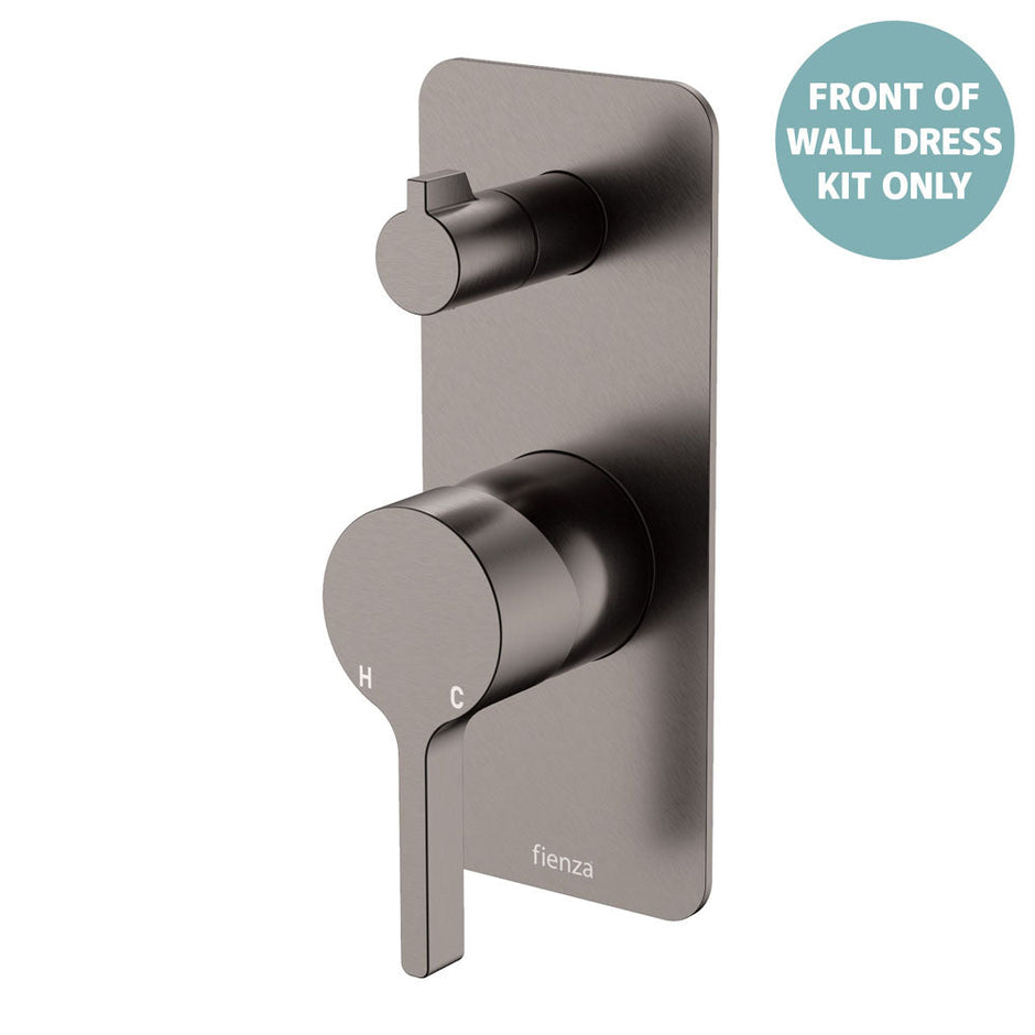 Sansa Wall Diverter Mixer Dress Kit, Rectangular Plate - Trim Kit Only in Gun Metal