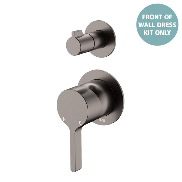 Sansa Wall Diverter Mixer Dress Kit, Small Round Plates - Trim Kit Only in Gun Metal