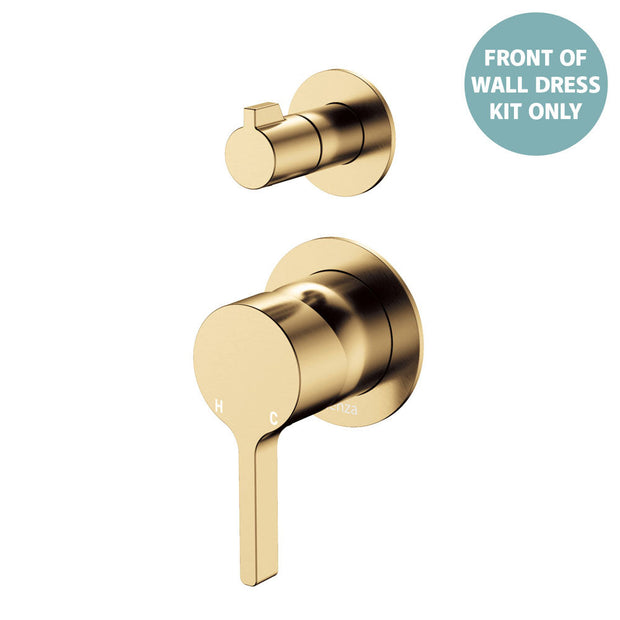 Sansa Wall Diverter Mixer Dress Kit, Small Round Plates - Trim Kit Only in Urban Brass