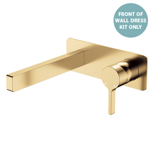 Sansa Wall Basin Mixer Dress Kit, Rectangular Plate - Trim Kit Only in Urban Brass
