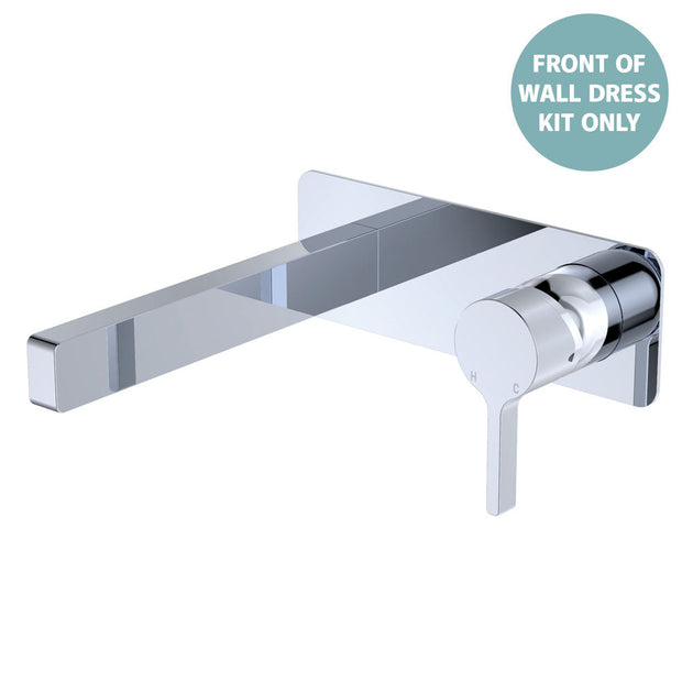 Sansa Wall Basin Mixer Dress Kit, Rectangular Plate - Trim Kit Only in Chrome