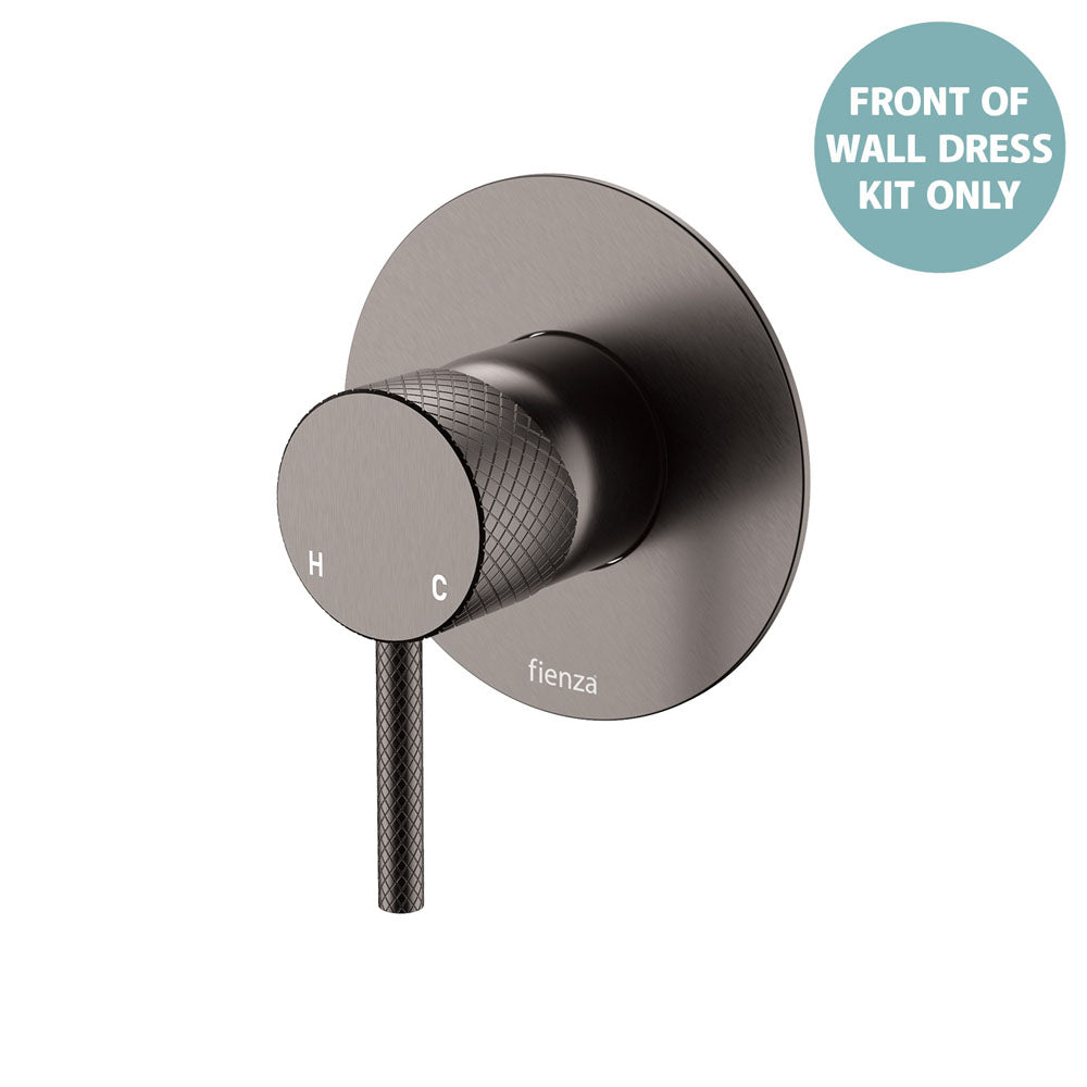 Axle Wall Mixer Dress Kit, Large Round Plate - Trim Kit Only in Gun Metal