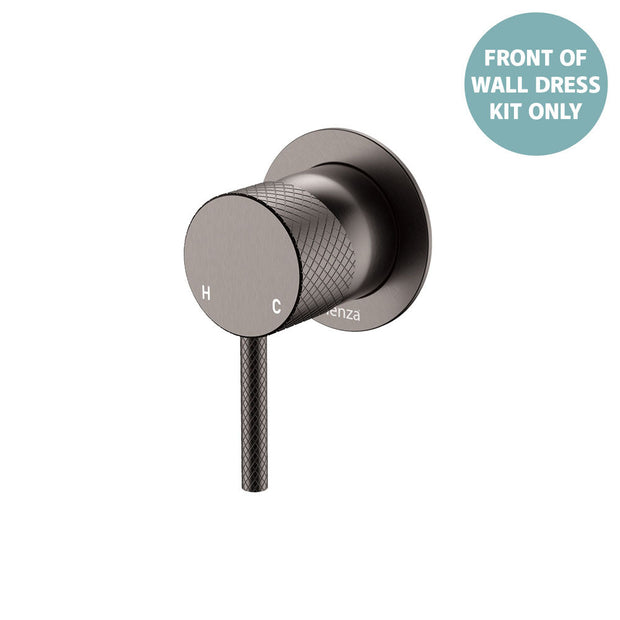 Axle Wall Mixer Dress Kit, Small Round Plate - Trim Kit Only in Gun Metal