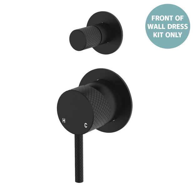 Axle Wall Diverter Mixer Dress Kit, Small Round Plates - Trim Kit Only in Matte Black
