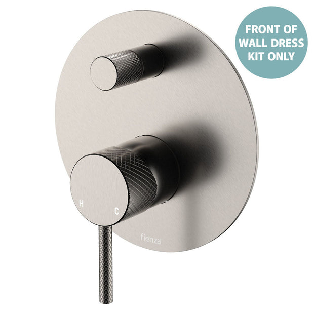Axle Wall Diverter Mixer Dress Kit, Large Round Plates - Trim Kit Only in Brushed Nickel