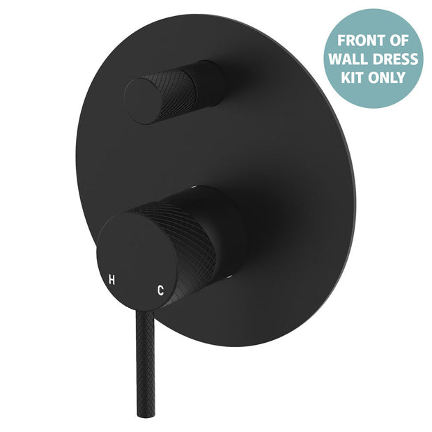 Axle Wall Diverter Mixer Dress Kit, Large Round Plates - Trim Kit Only in Matte Black