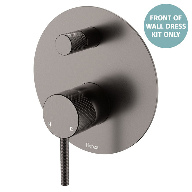 Axle Wall Diverter Mixer Dress Kit, Large Round Plates - Trim Kit Only in Gun Metal