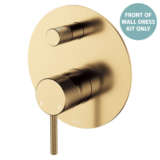 Axle Wall Diverter Mixer Dress Kit, Large Round Plates - Trim Kit Only in Urban Brass