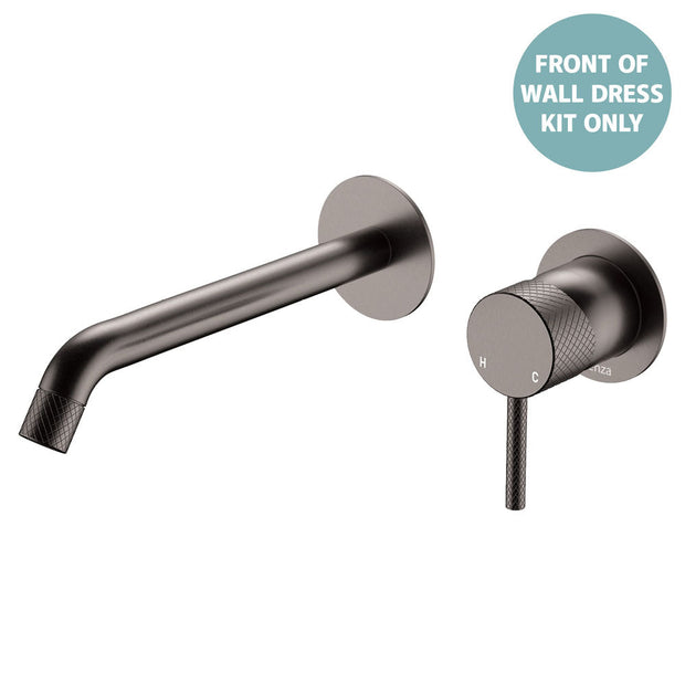 Axle Wall Basin/Bath Mixer Dress Kit, Round Plates, 200mm Outlet - Trim Kit Only in Gun Metal