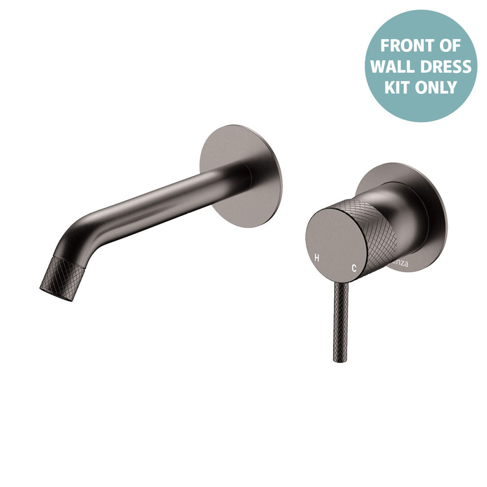 Axle Wall Basin/Bath Mixer Dress Kit, Round Plates, 160mm Outlet - Trim Kit Only in Gun Metal