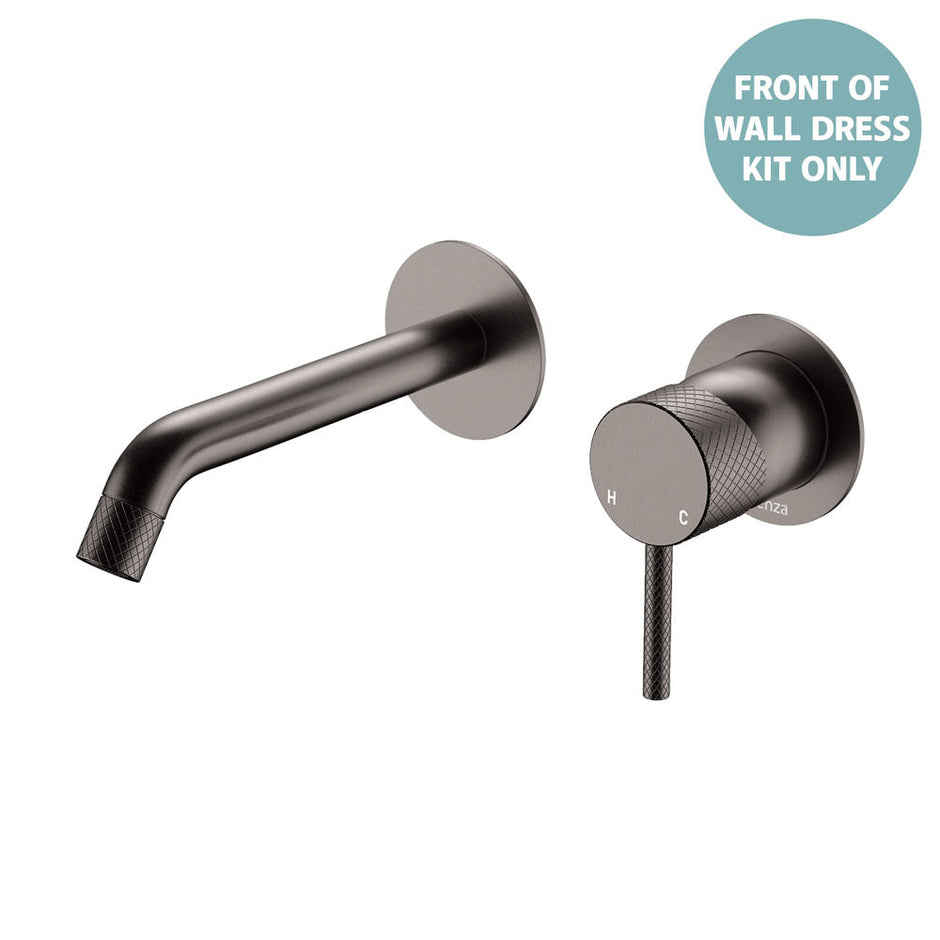 Axle Wall Basin/Bath Mixer Dress Kit, Round Plates, 160mm Outlet - Trim Kit Only in Gun Metal