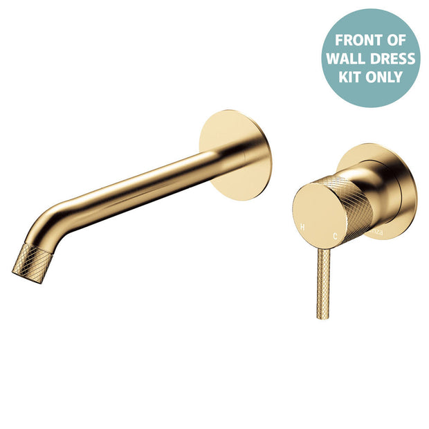 Axle Wall Basin/Bath Mixer Dress Kit, Round Plates, 200mm Outlet - Trim Kit Only in Urban Brass