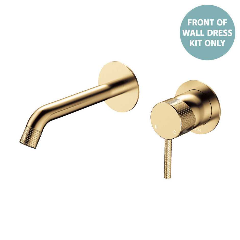 Axle Wall Basin/Bath Mixer Dress Kit, Round Plates, 160mm Outlet - Trim Kit Only in Urban Brass