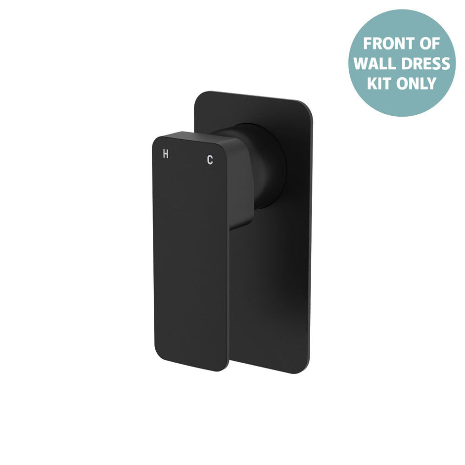 Tono Wall Mixer Dress Kit, Rectangular Plate - Trim Kit Only in Matte Black