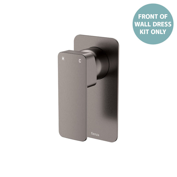 Tono Wall Mixer Dress Kit, Rectangular Plate - Trim Kit Only in Gun Metal
