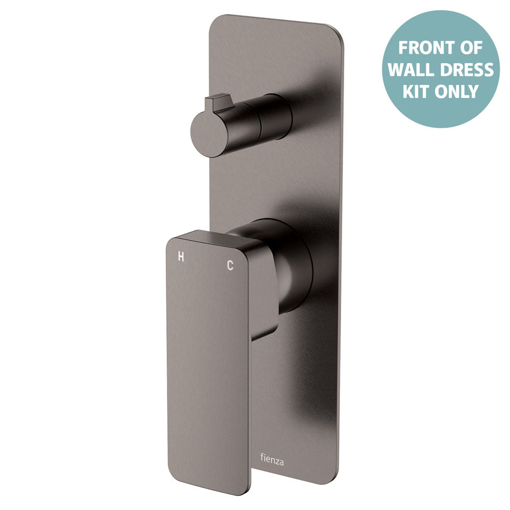 Tono Wall Diverter Mixer Dress Kit, Rectangular Plate - Trim Kit Only in Gun Metal