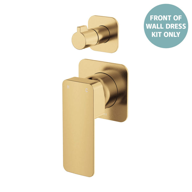 Tono Wall Diverter Mixer Dress Kit, Square Plates - Trim Kit Only in Urban Brass