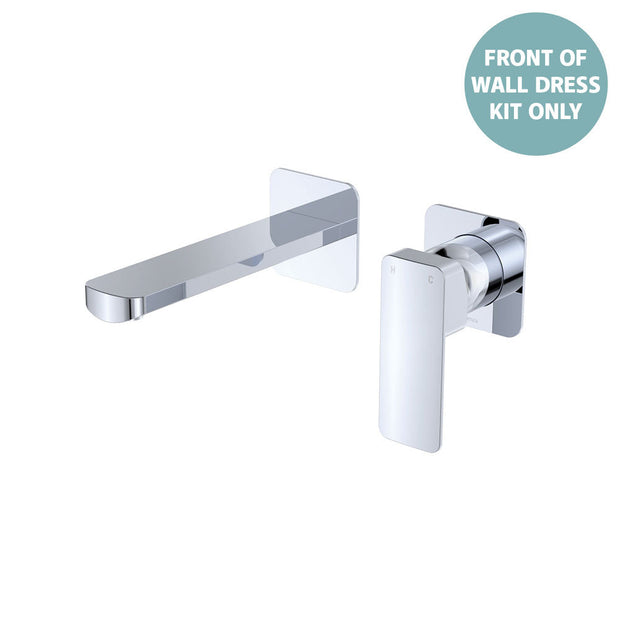 Tono Basin/Bath Wall Mixer Dress Kit, Small Square Plates, 160mm - Trim Kit Only in Chrome