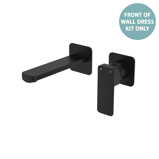 Tono Basin/Bath Wall Mixer Dress Kit, Small Square Plates, 160mm - Trim Kit Only in Matte Black