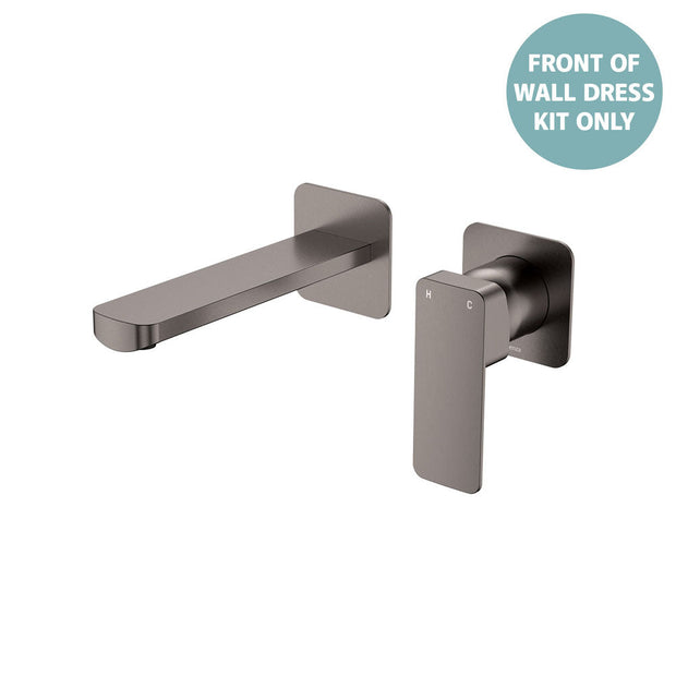 Tono Basin/Bath Wall Mixer Dress Kit, Small Square Plates, 160mm - Trim Kit Only in Gun Metal