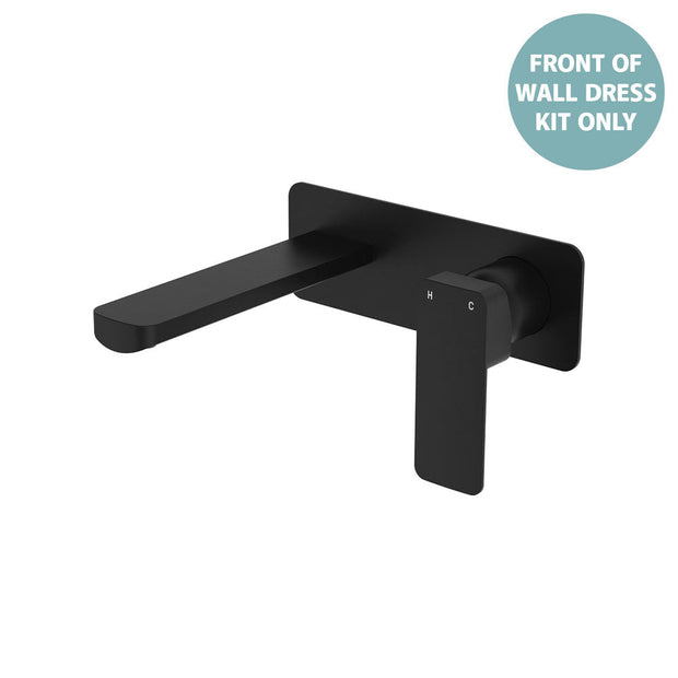 Tono Wall Basin/Bath Mixer Set Dress Kit, Rectangular Plate, 160mm Outlet - Trim Kit Only in Matte Black
