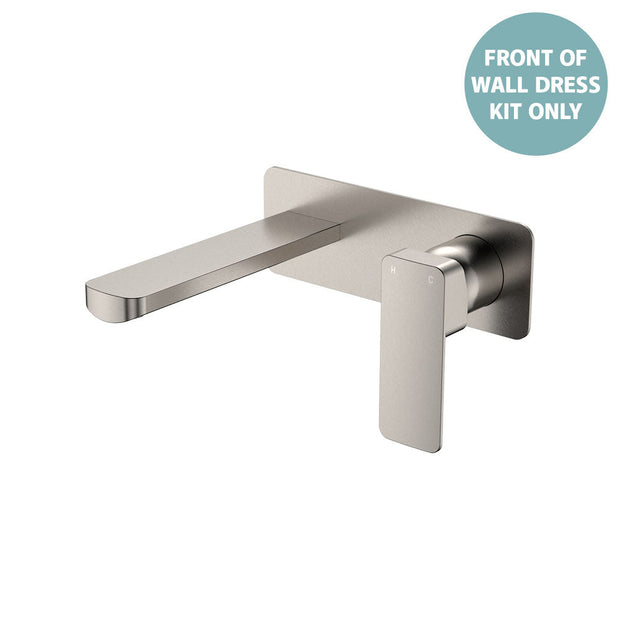 Tono Wall Basin/Bath Mixer Set Dress Kit, Rectangular Plate, 160mm Outlet - Trim Kit Only in Brushed Nickel