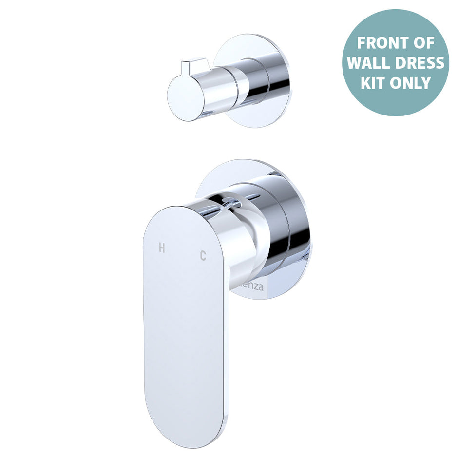 Empire Slim Wall Diverter Mixer Dress Kit, Small Round Plates, Vertical - Trim Kit Only in Chrome