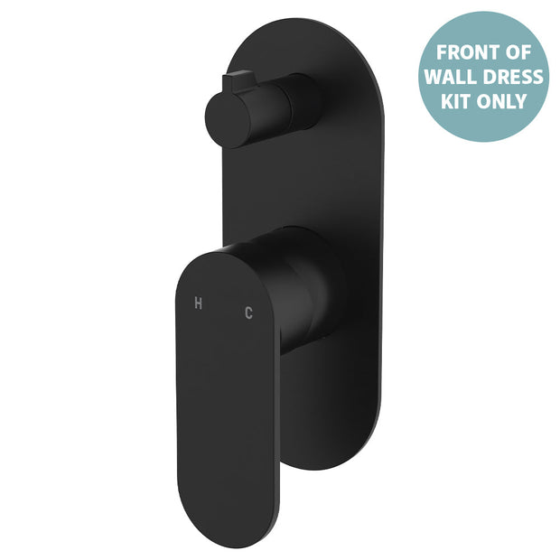 Empire Slim Wall Diverter Mixer Dress Kit, Large Oval Plate, Vertical - Trim Kit Only in Matte Black