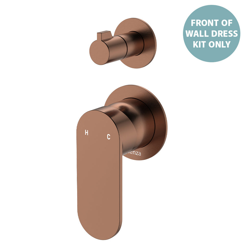 Empire Slim Wall Diverter Mixer Dress Kit, Small Round Plates, Vertical - Trim Kit Only in Brushed Copper