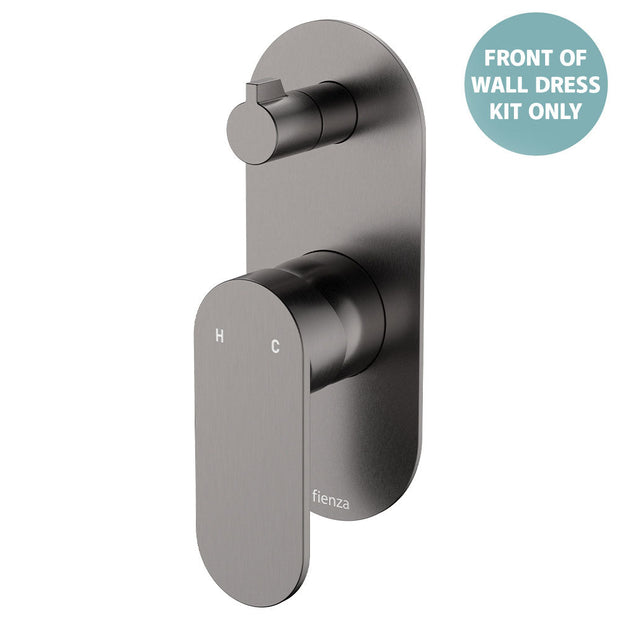 Empire Slim Wall Diverter Mixer Dress Kit, Large Oval Plate, Vertical - Trim Kit Only in Gun Metal