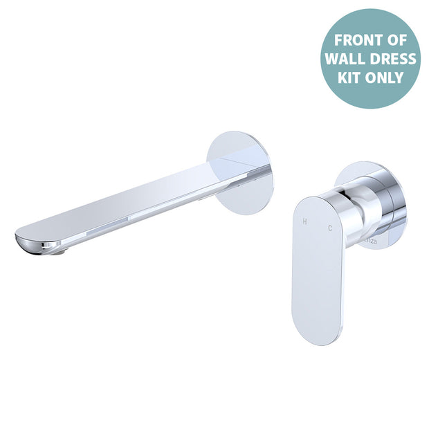 Empire Slim Basin/Bath Wall Mixer Set Dress Kit, Round Plates, 200mm Outlet - Trim Kit Only in Chrome
