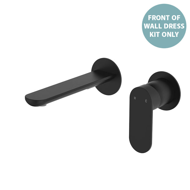 Empire Slim Basin/Bath Wall Mixer Set Dress Kit, Round Plates, 160mm Outlet - Trim Kit Only in Matte Black