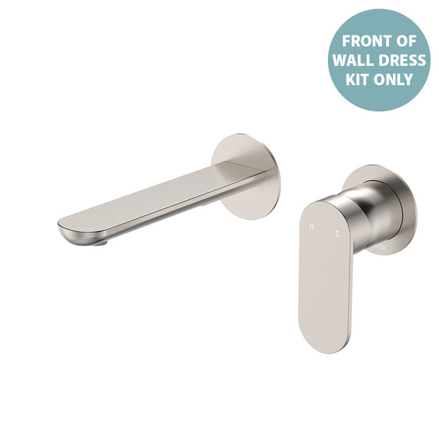 Empire Slim Basin/Bath Wall Mixer Set Dress Kit, Round Plates, 160mm Outlet - Trim Kit Only in Brushed Nickel