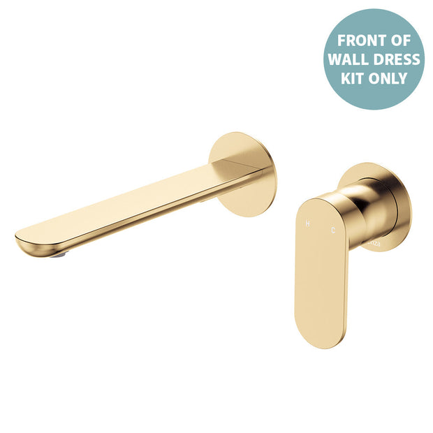 Empire Slim Basin/Bath Wall Mixer Set Dress Kit, Round Plates, 200mm Outlet - Trim Kit Only in Urban Brass