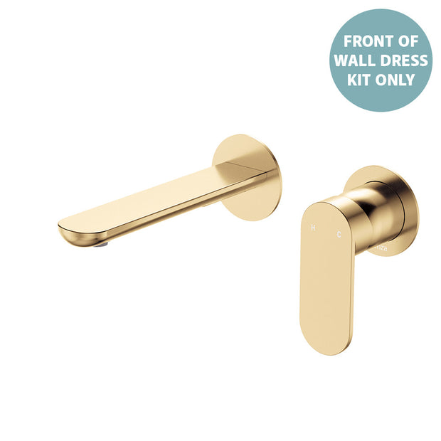 Empire Slim Basin/Bath Wall Mixer Set Dress Kit, Round Plates, 160mm Outlet - Trim Kit Only in Urban Brass