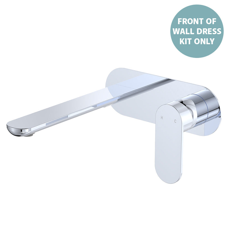 Empire Slim Basin/Bath Wall Mixer Set Dress Kit, Oval Plate, 200mm Outlet - Trim Kit Only in Chrome