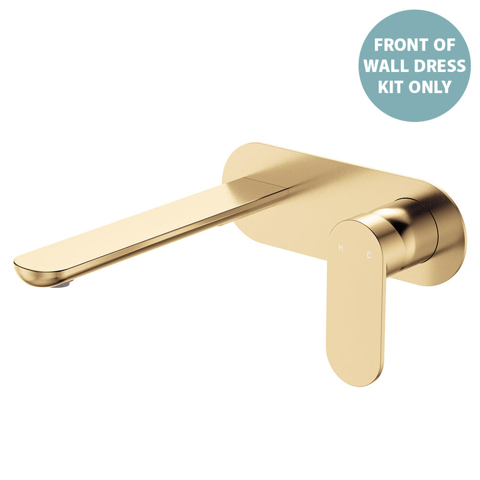 Empire Slim Basin/Bath Wall Mixer Set Dress Kit, Oval Plate, 200mm Outlet - Trim Kit Only in Urban Brass