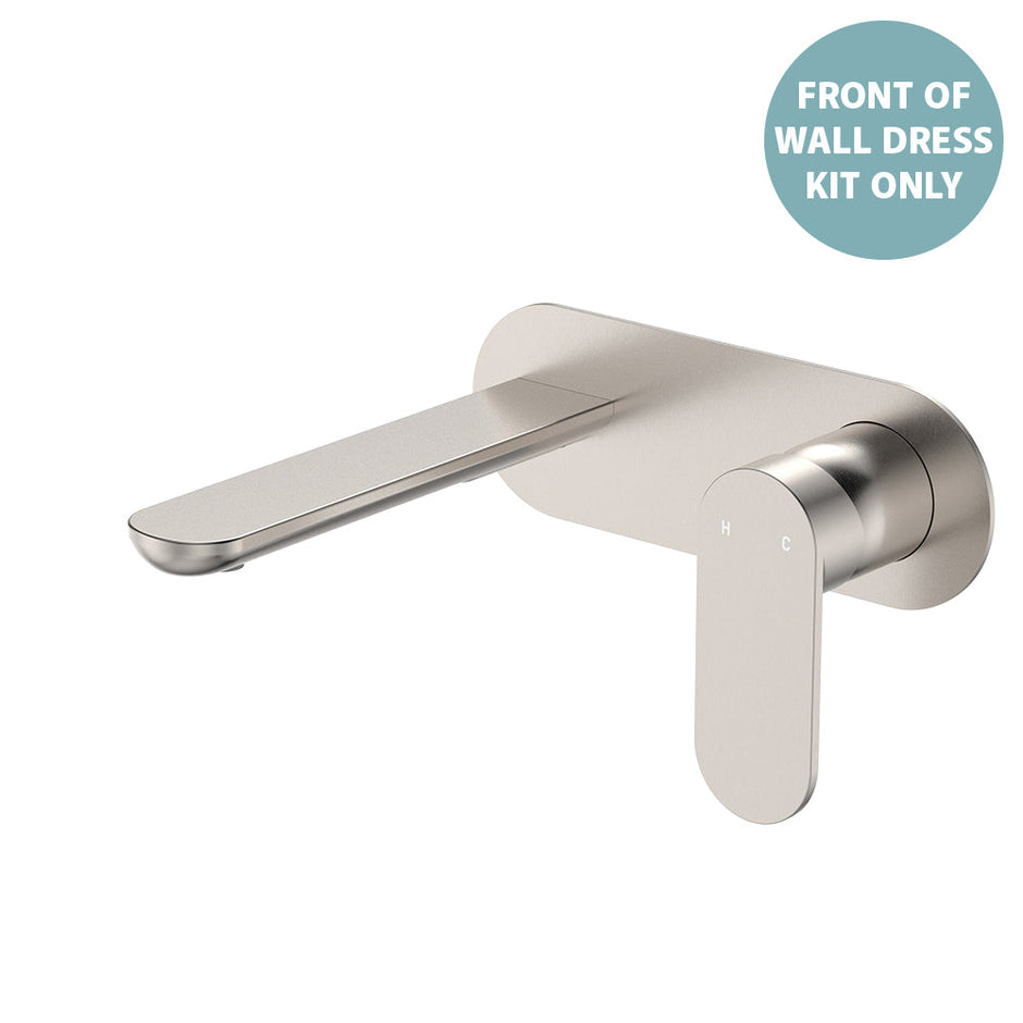 Empire Slim Basin/Bath Wall Mixer Set Dress Kit, Oval Plate, 160mm Outlet - Trim Kit Only in Brushed Nickel
