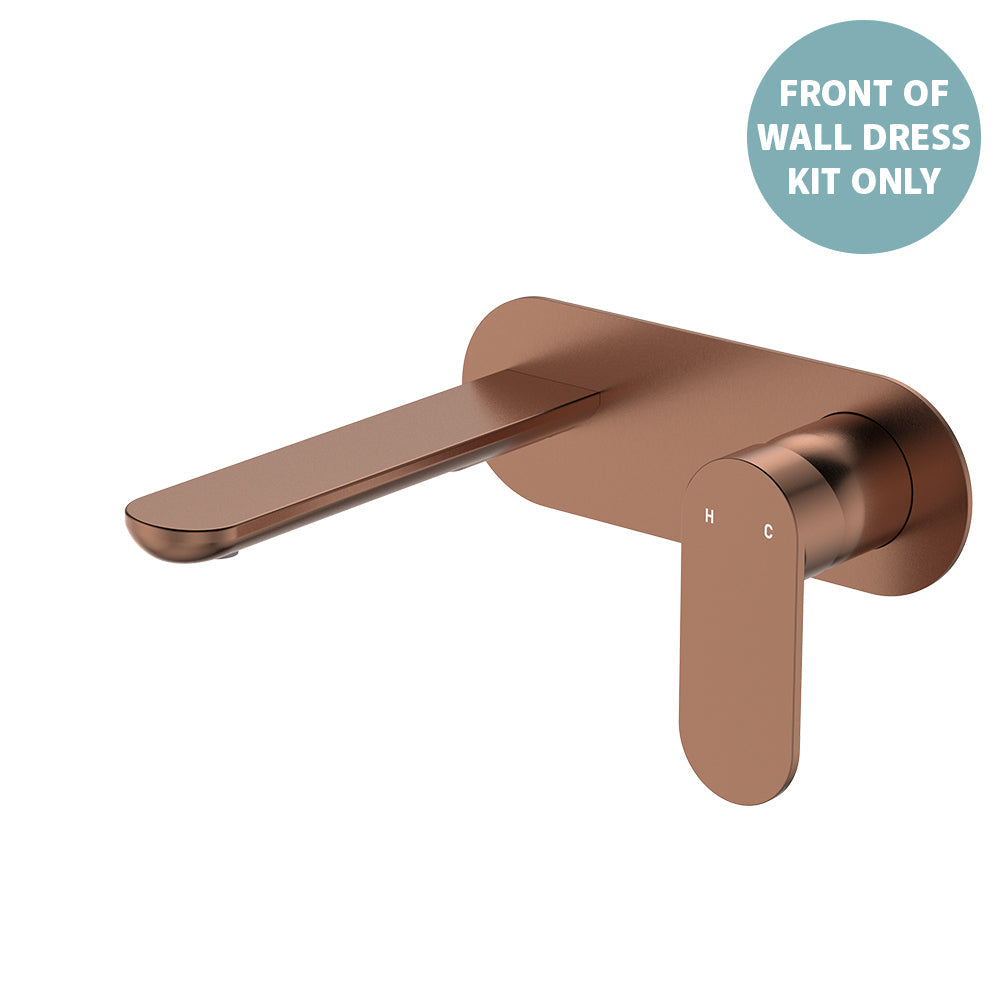 Empire Slim Basin/Bath Wall Mixer Set Dress Kit, Oval Plate, 160mm Outlet - Trim Kit Only in Brushed Copper