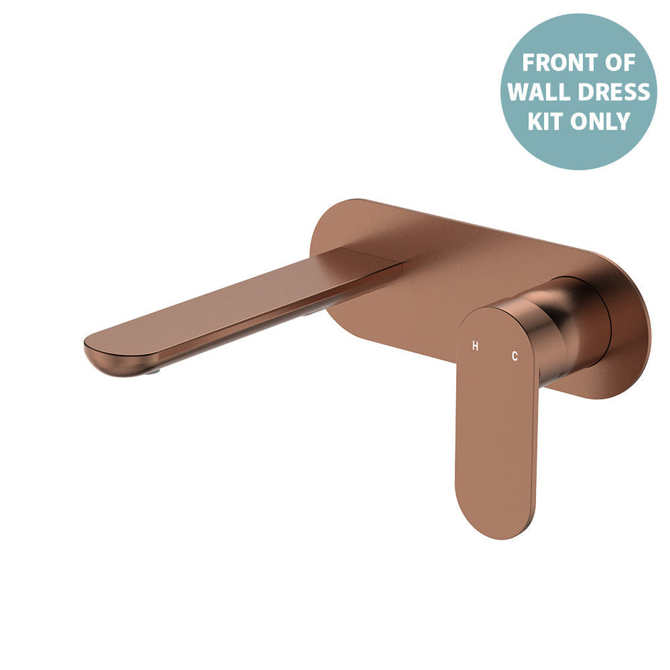 Empire Slim Basin/Bath Wall Mixer Set Dress Kit, Oval Plate, 160mm Outlet - Trim Kit Only in Brushed Copper