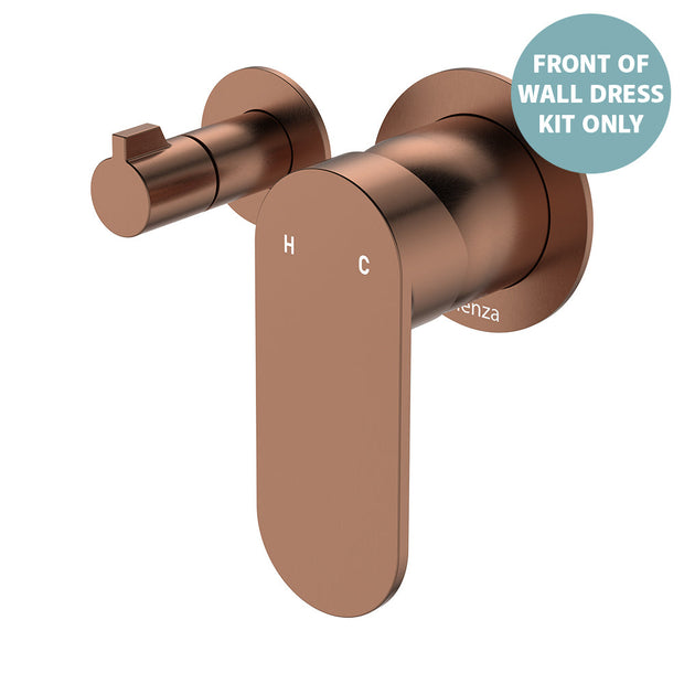 Empire Slim Wall Diverter Mixer Dress Kit, Small Round Plates, Horizontal - Trim Kit Only in Brushed Copper