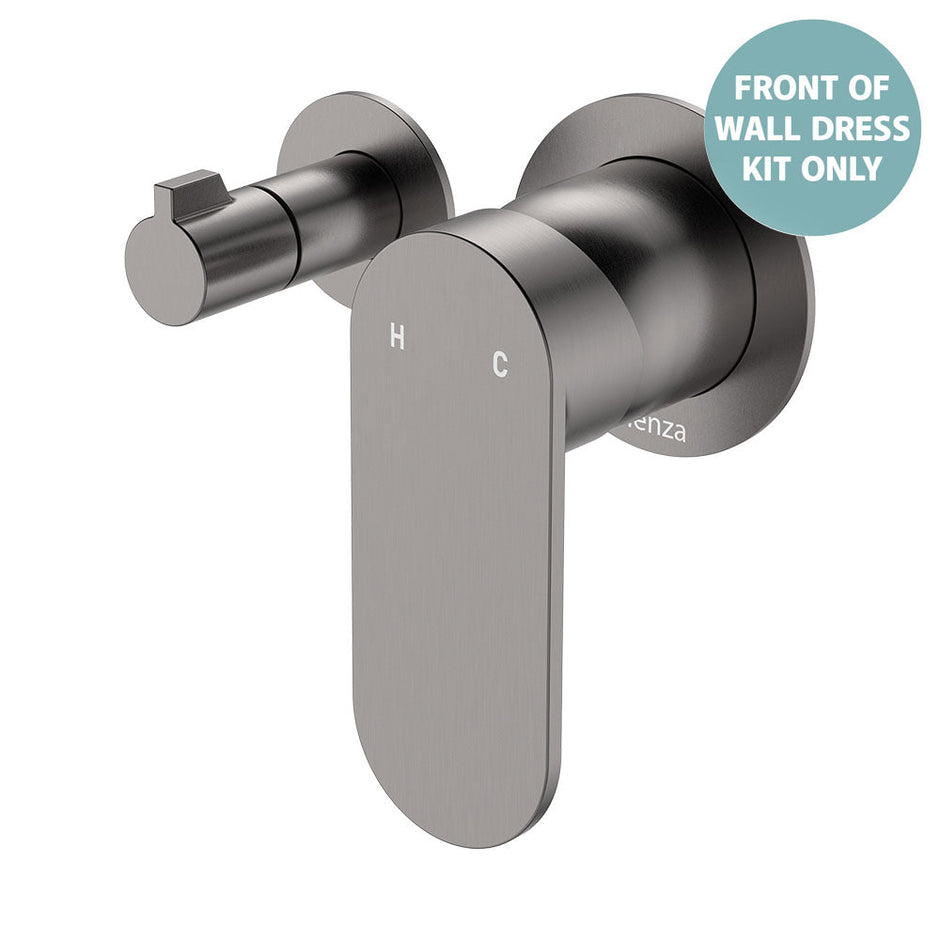 Empire Slim Wall Diverter Mixer Dress Kit, Small Round Plates, Horizontal - Trim Kit Only in Gun Metal
