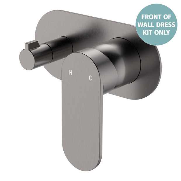 Empire Slim Wall Diverter Mixer Dress Kit, Large Oval Plate, Horizontal - Trim Kit Only in Gun Metal